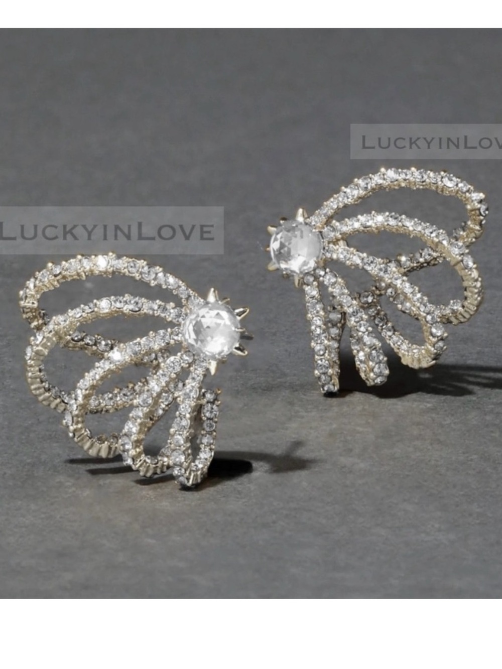 ALEXIS BITTAR • NEW Silver Crystal Lace Orbiting Sculpted Post Earrings